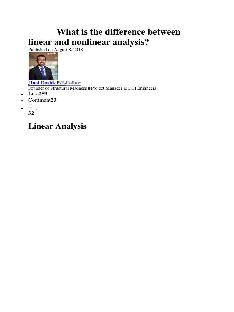 What Is The Difference Between Linear and Nonlinear Analysis? | PDF ...