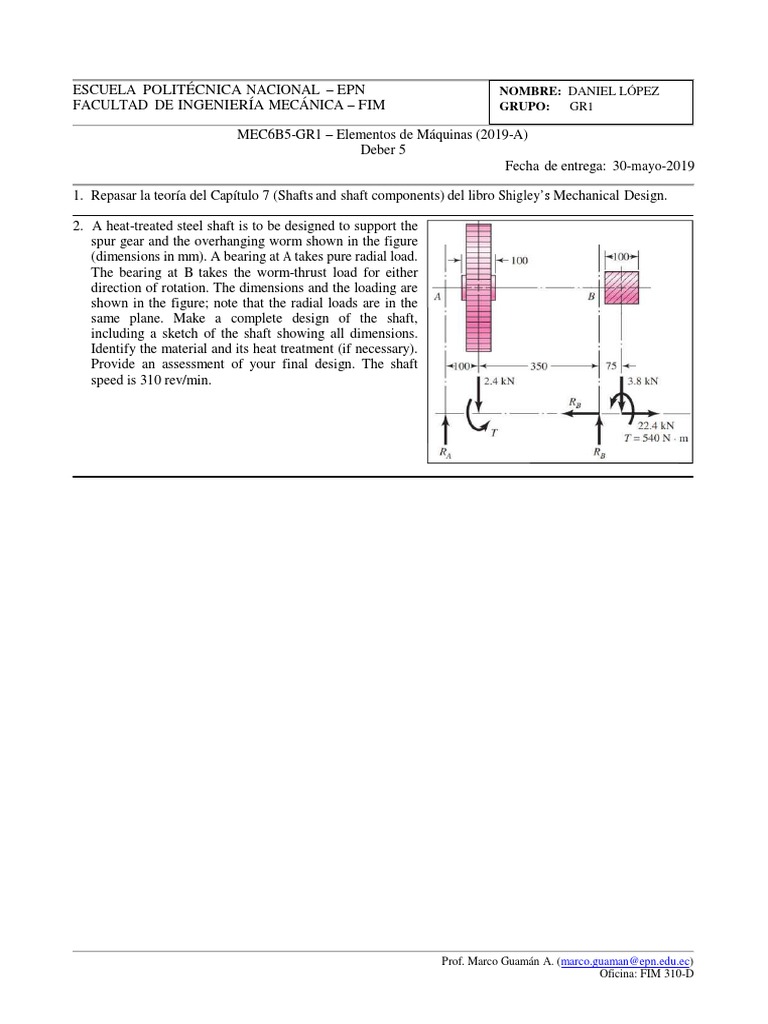 Shaft Design and Analysis Assignment | PDF | Gear | Fatigue (Material)