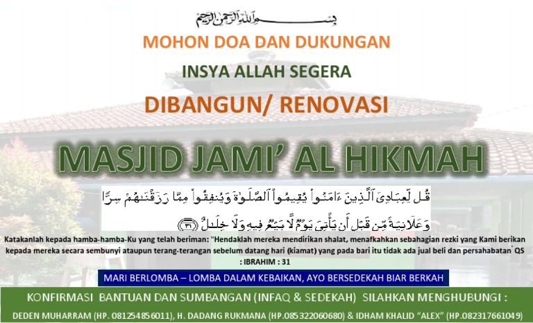 Spanduk Renovasi Masjid Al Hikmah