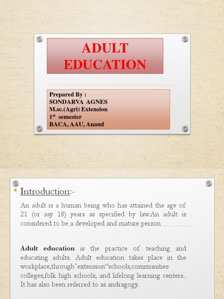 Adult Education For College & University | PDF | Adult Education | Literacy