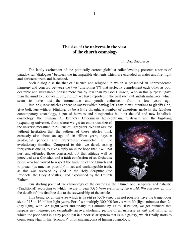 The Size of The Universe in The View of The Church Cosmology | PDF