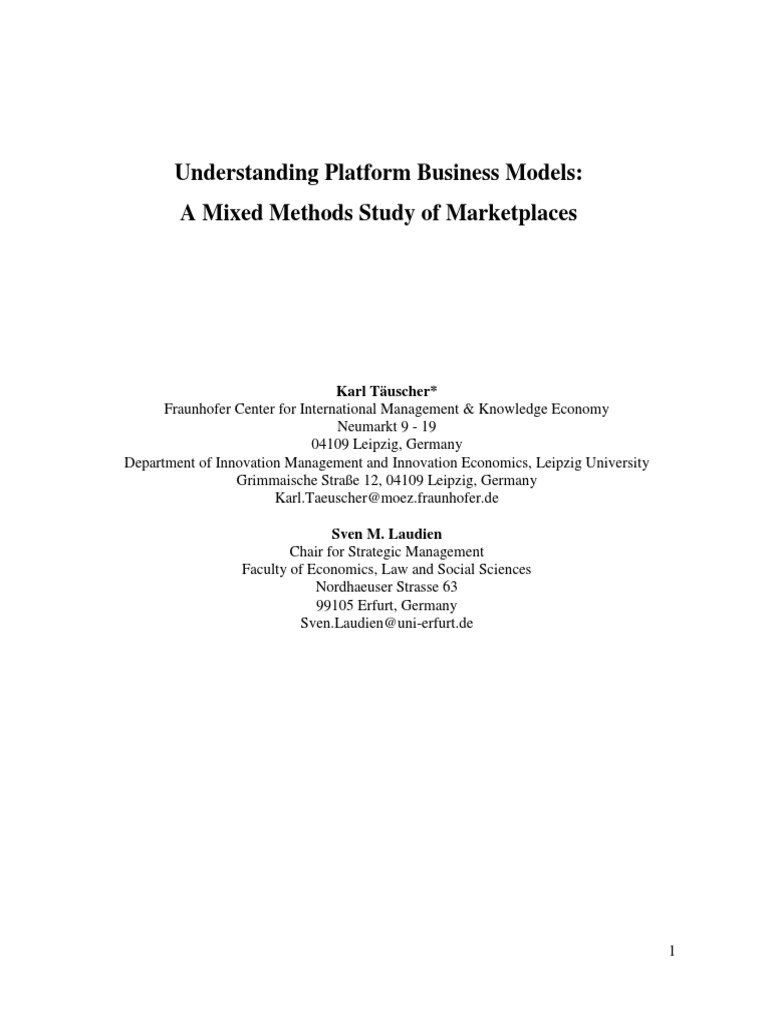 Understanding Platform Business Models PDF Business Model Cluster