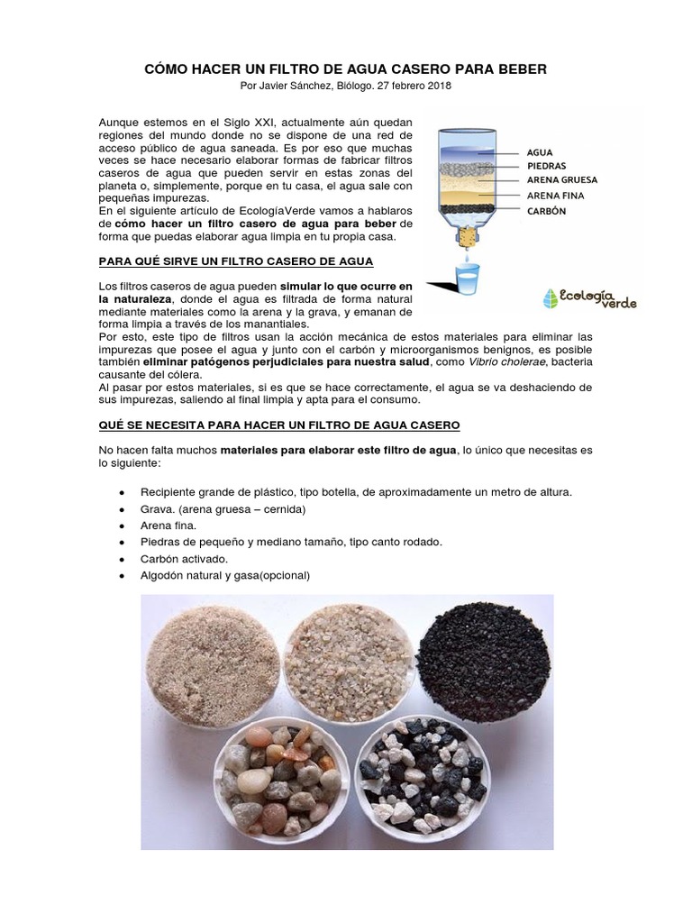 Como Hacer Un Filtro De Agua Casero Para Beber