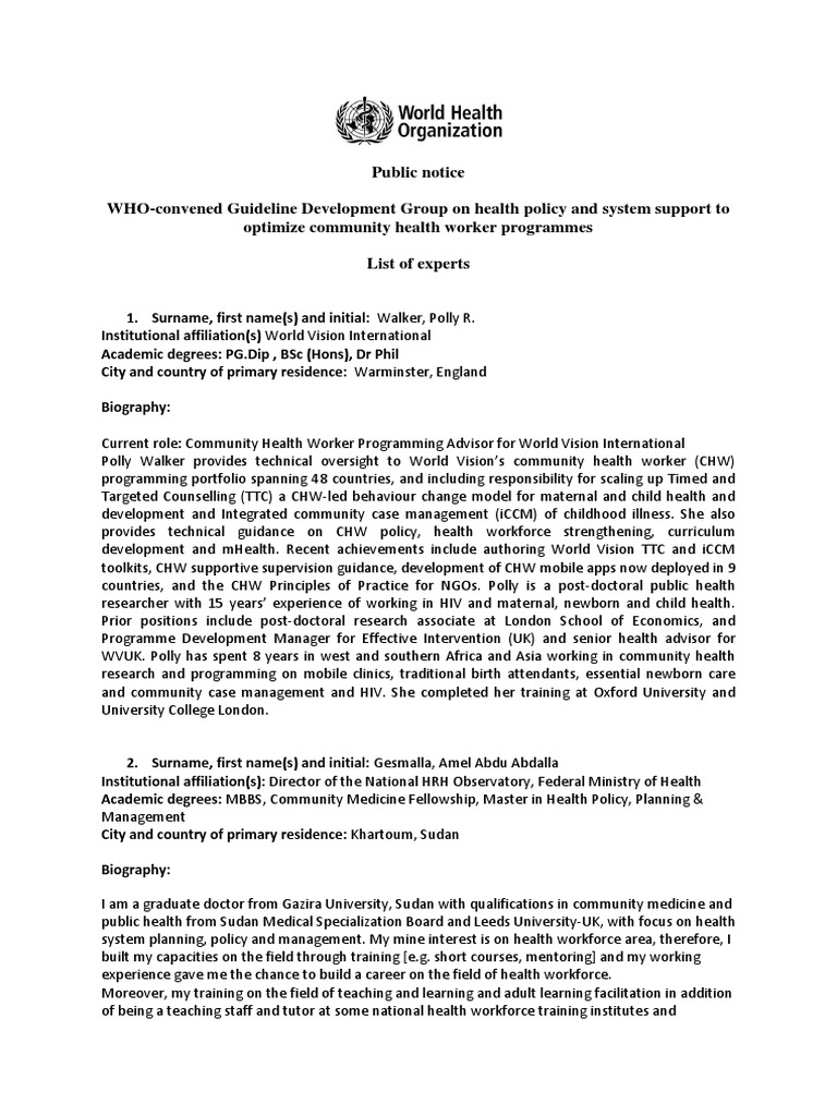 Whi Guideline | PDF | Nursing | Public Health