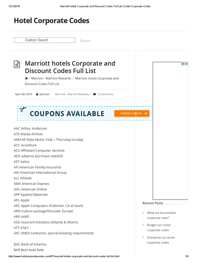 corporate travel discount codes