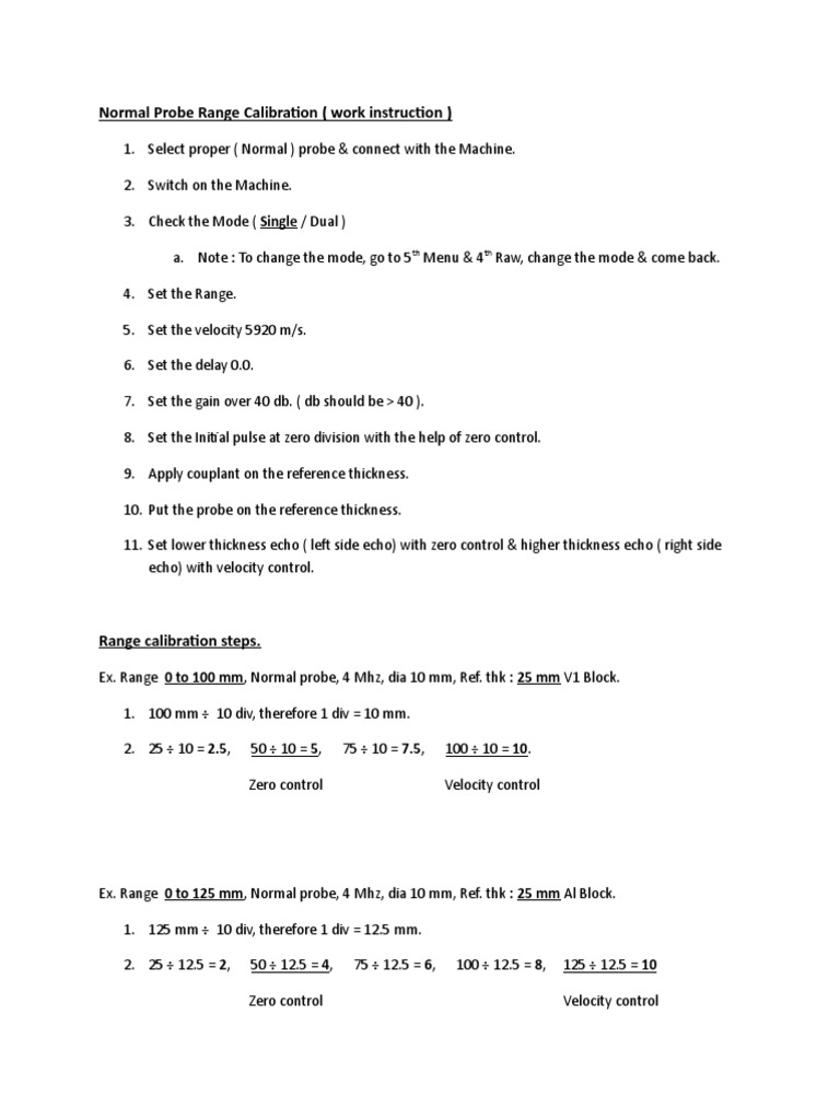 Normal Probe Range Calibration (Work Instruction) TH TH PDF