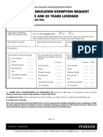 Continuing Education Exemption Request Age 65 and 20 Years Licensed