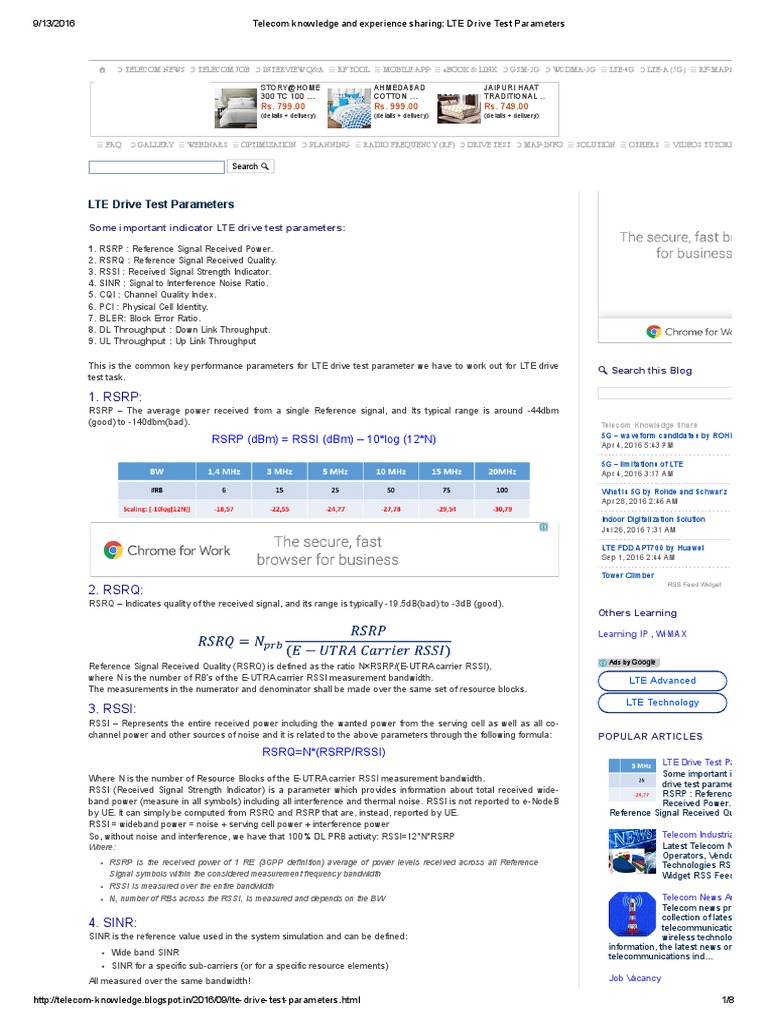 LTE Drive Test Parameters Explained | PDF | Bit Rate | Mimo