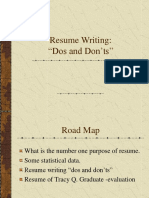 Resume Writing: "Dos and Don'ts"