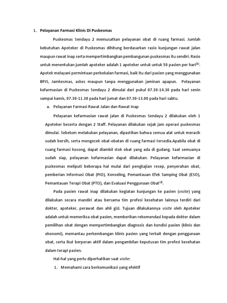 Pelayanan Farmasi Klinis Di Puskesmas Pdf