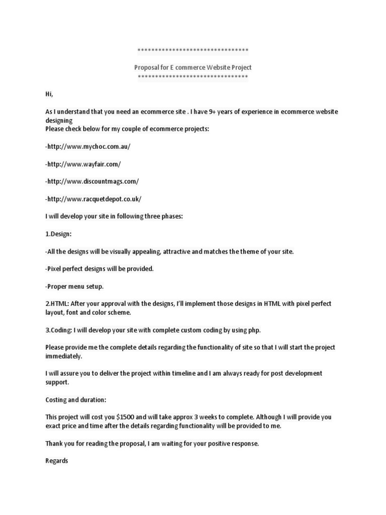 E-commerce Website Development Proposal | PDF