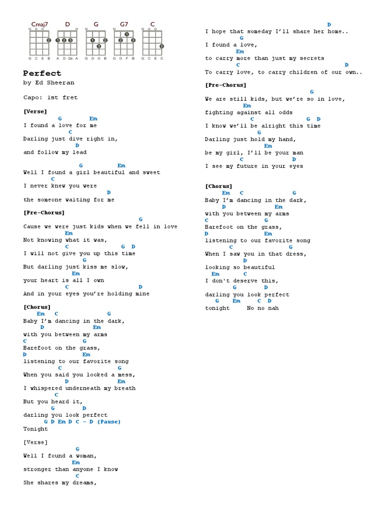Perfect Ukulele Chords 19 Pdf Song Structure Pop Music