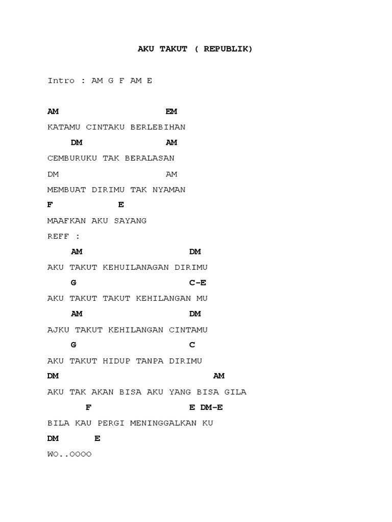 Kunci Gitar Aku Takut Pdf