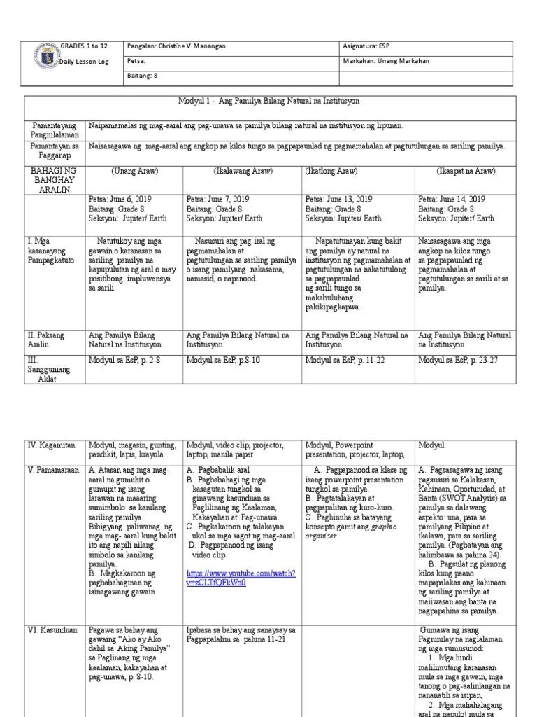 Dll Modyul 1 Esp 8 Pdf