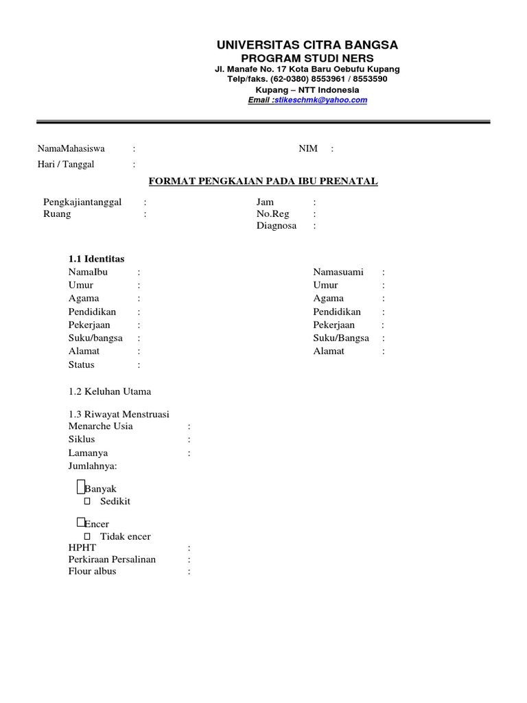 Format ANC POLI KEBIDANAN | PDF
