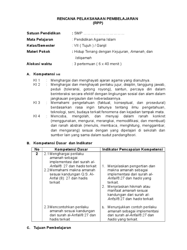 2 Jujur Amanah Dan Istiqomah Pdf