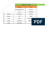 Maid Time Table: Days Breakfast Lunch