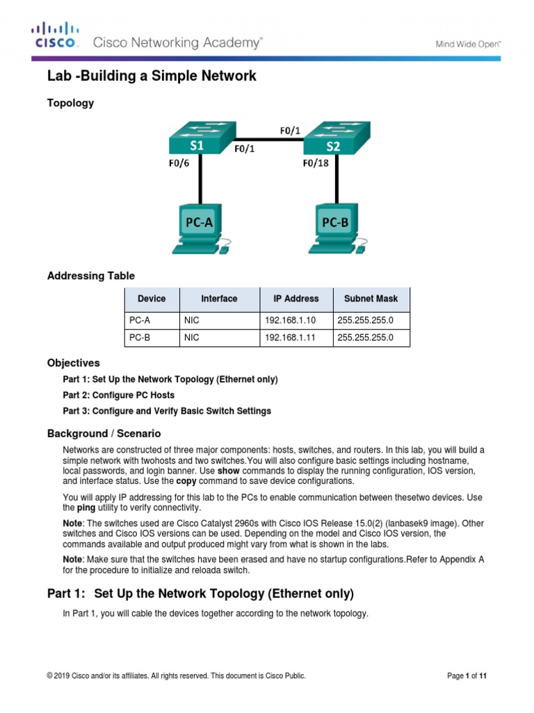 Act 1 Building A Simple Network | PDF | Network Switch | Computer Network
