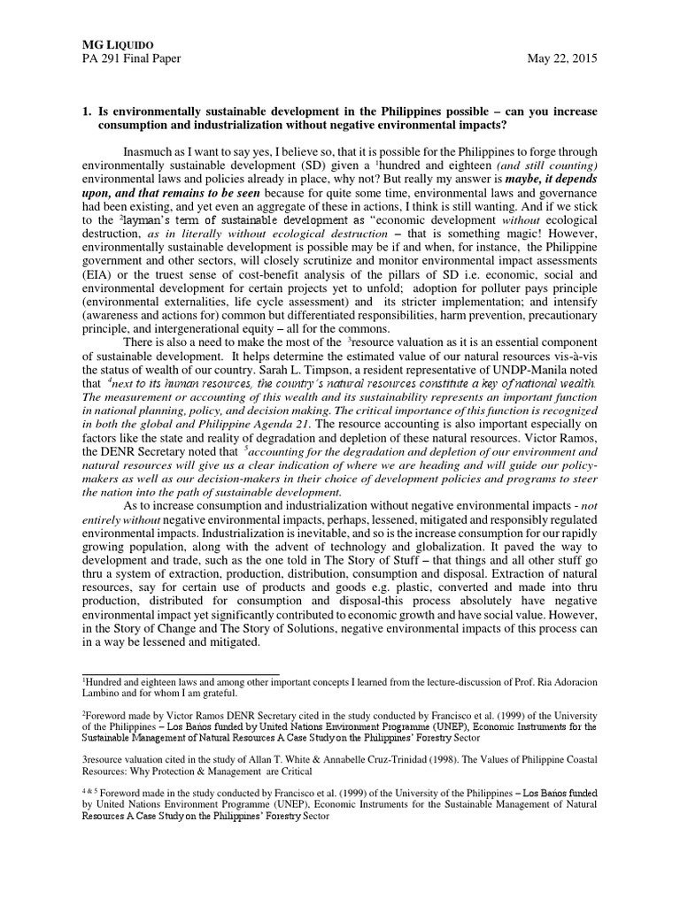 Sustainable Development in the Philippines | PDF | Sustainable ...