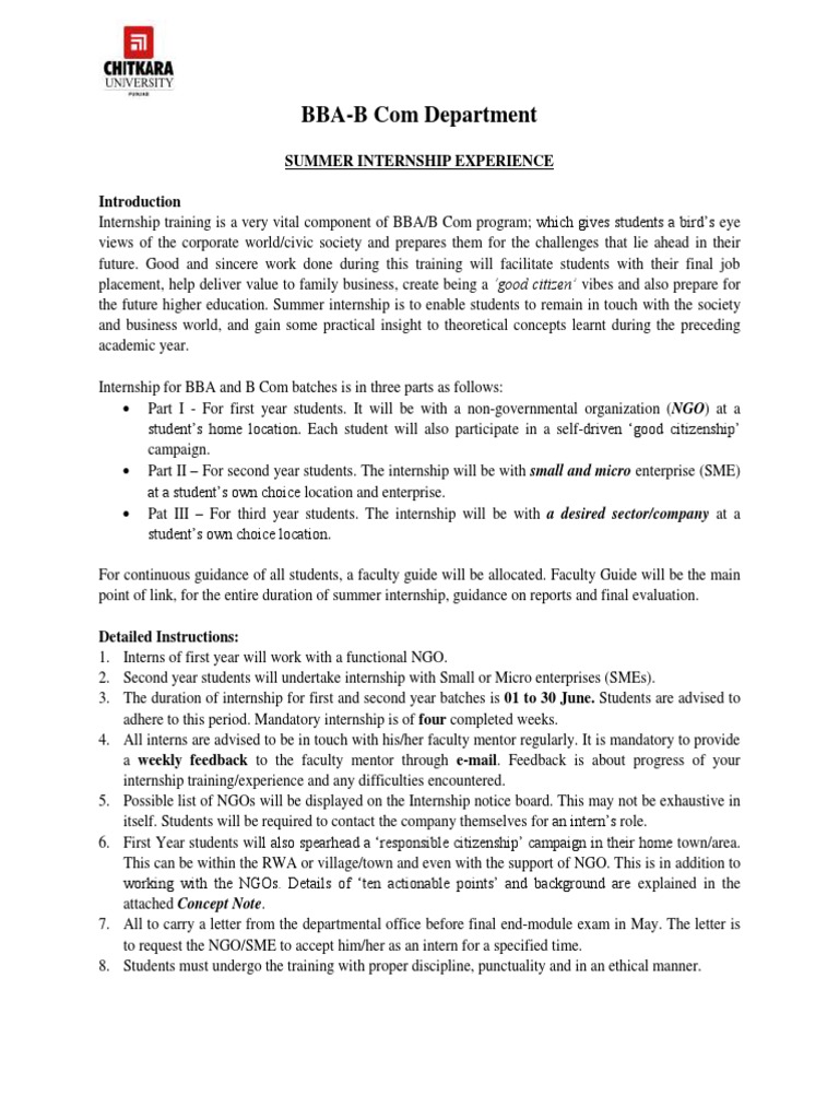 Summer Internship - June 2019 | PDF | Small And Medium Sized ...