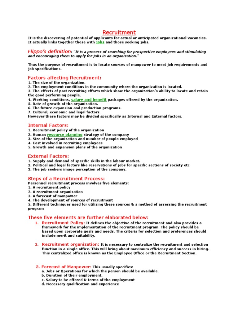 Recruitment and Selection Process Overview | PDF | Recruitment | Human ...
