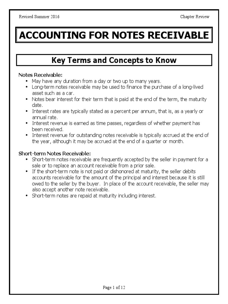 Notes Receivable - CR | PDF | Debits And Credits | Promissory Note