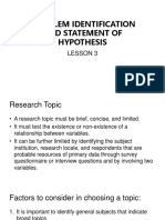 Problem Identification and Hypothesis Statement Lesson