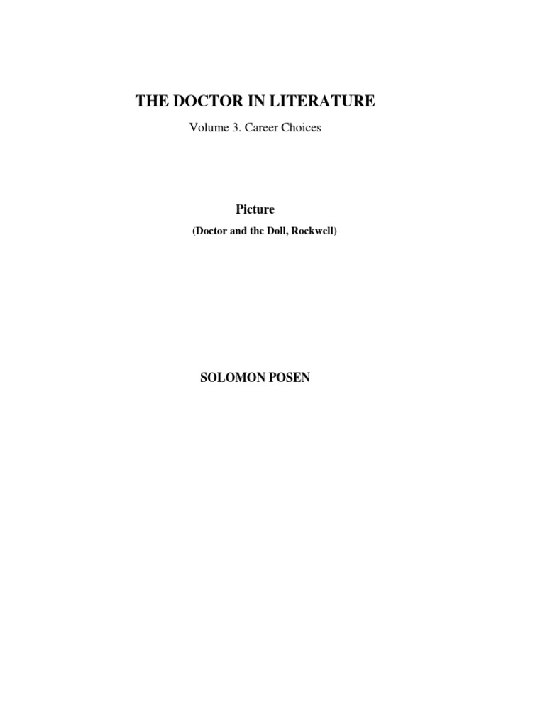 The Doctor In Literature Volume3 Career Choices Pdf Physician Psychiatry