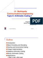 ENSC 424 - Multimedia Communications Engineering: Topic 6: Arithmetic Coding 1