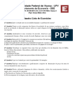 Introdução à Economia: Primeira Lista de Exercícios