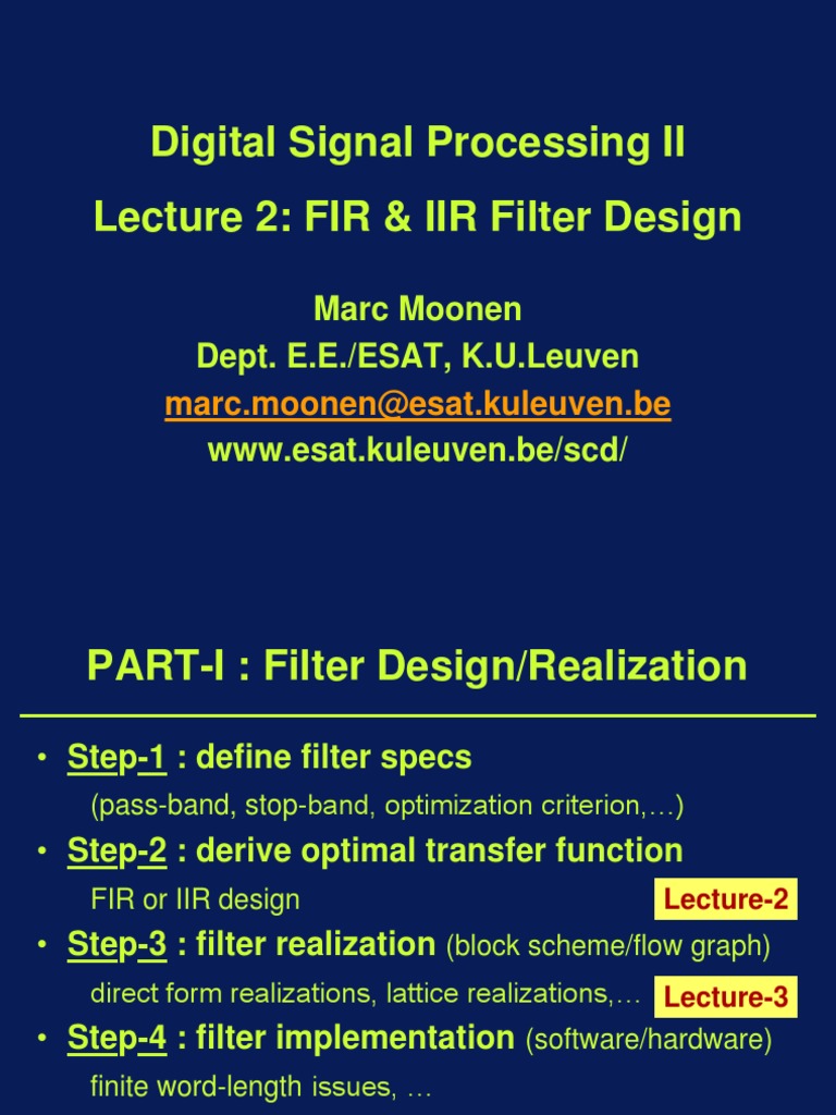 FIR and IIR Filter Design Techniques | PDF | Algorithms ...