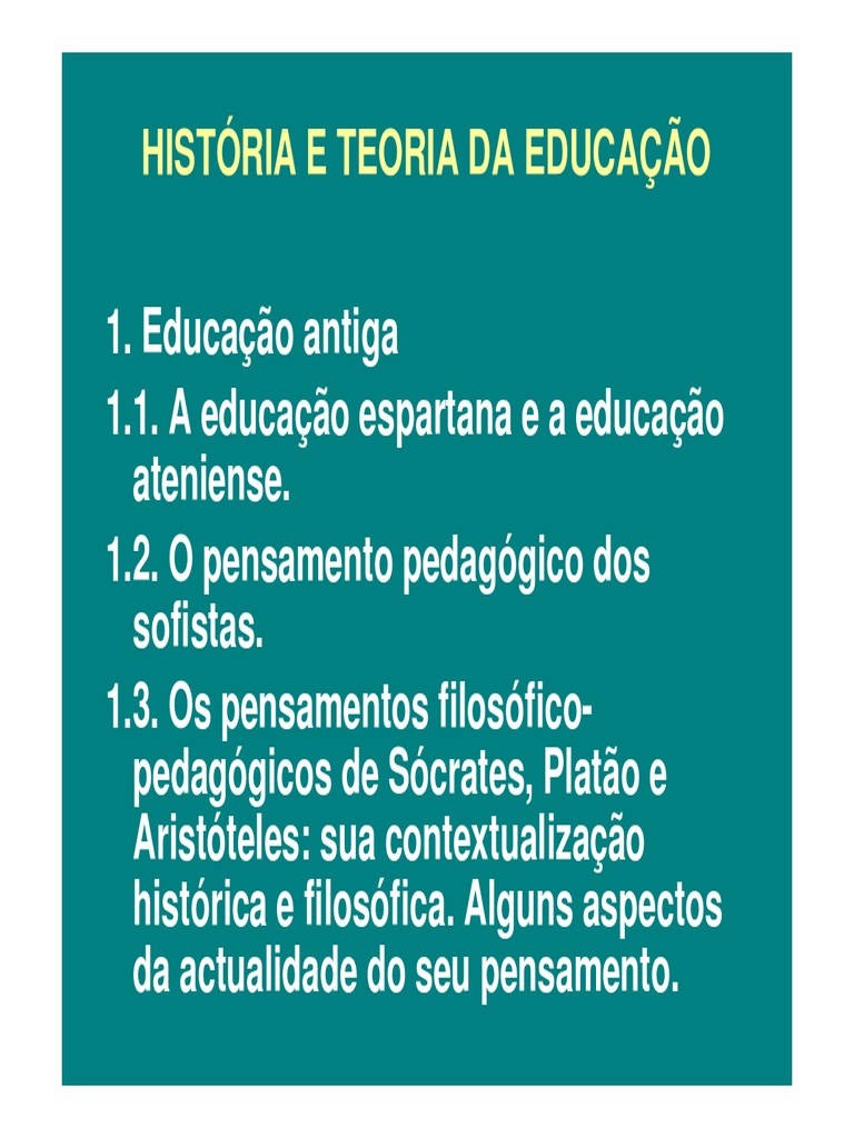 História e Teoria da Educação | PDF | Citação | Pedagogia