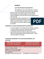 Types of Assessment: Assessment Learning (Formative Assessment)