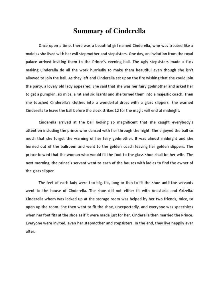 short cinderella story summary essay