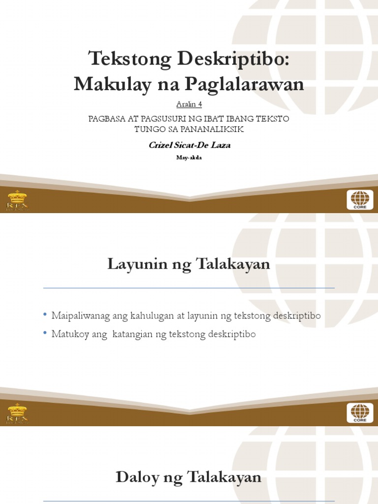 4 Tekstong Deskriptibo Makulay Na Paglalarawan Pdf