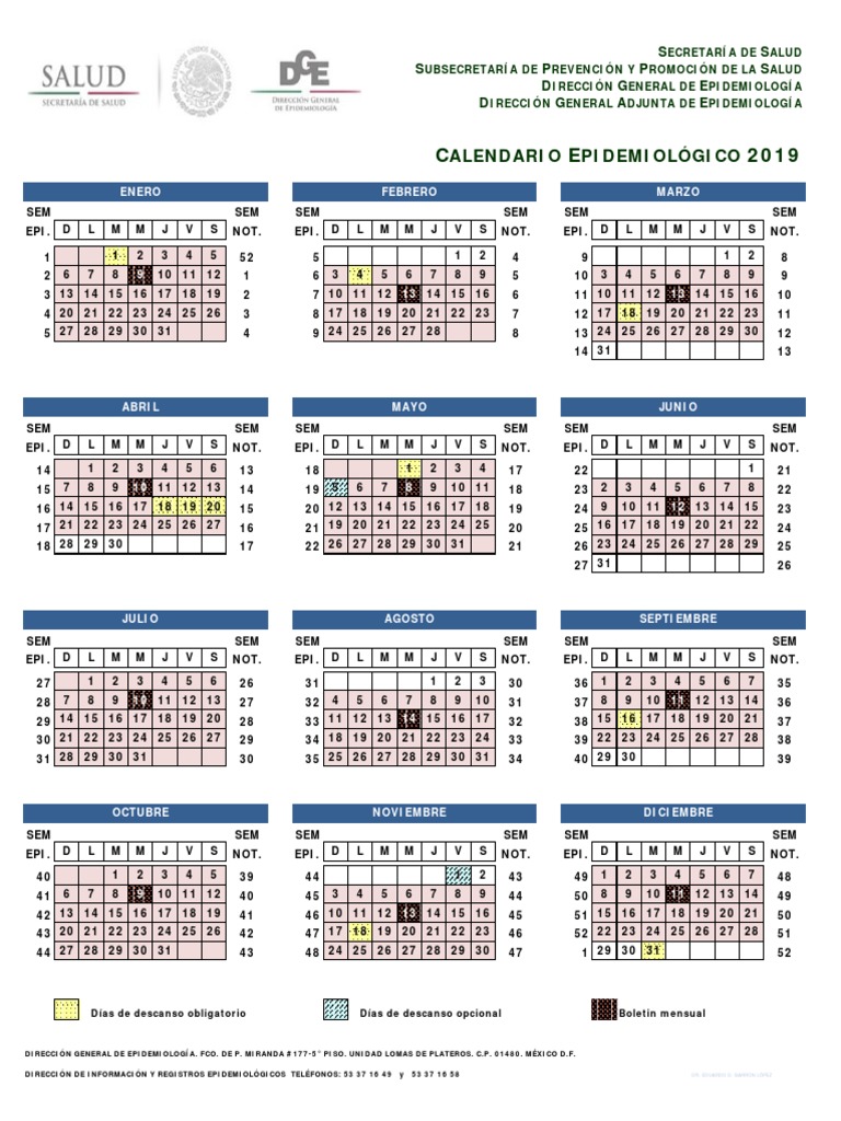 Calendario Epidemiologico 2024 Ssa