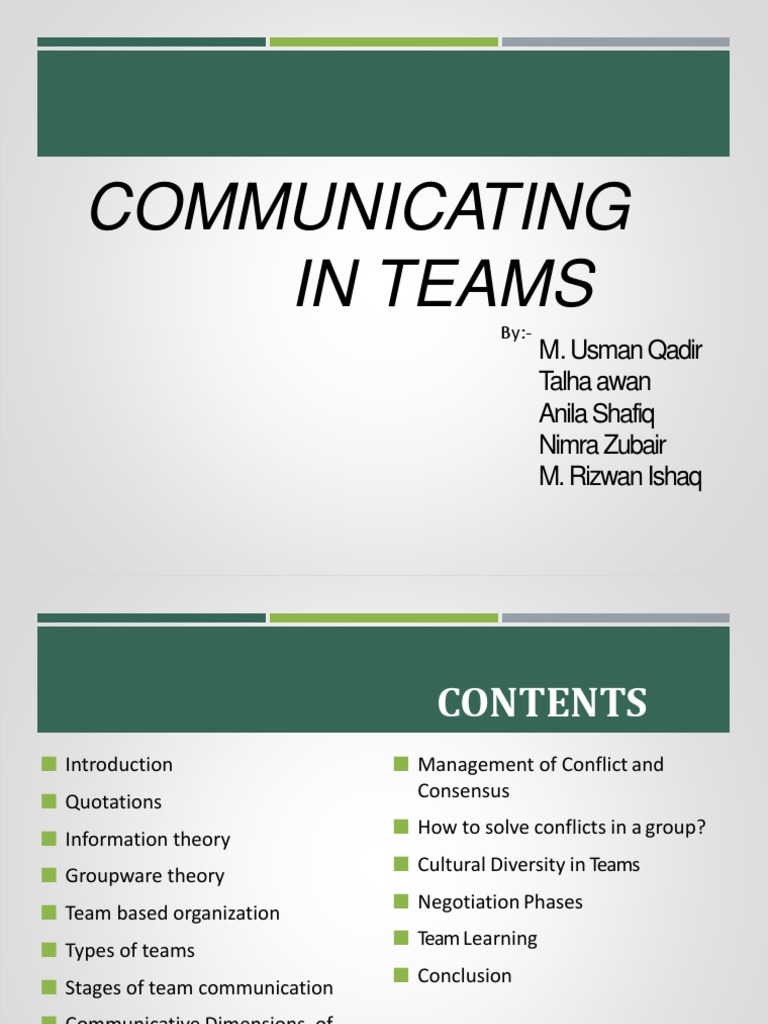 Effective Team Communication Strategies | PDF | Negotiation | Decision ...