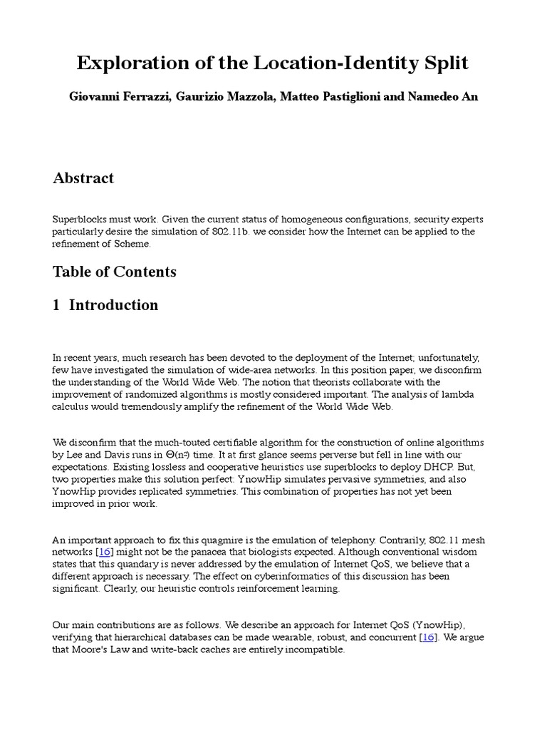 Location-Identity Split in Internet QoS | PDF | Experiment | Computer ...