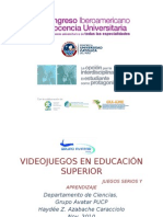 Videojuegos en Educ Supererior - Juegos Serios y Aprendizaje