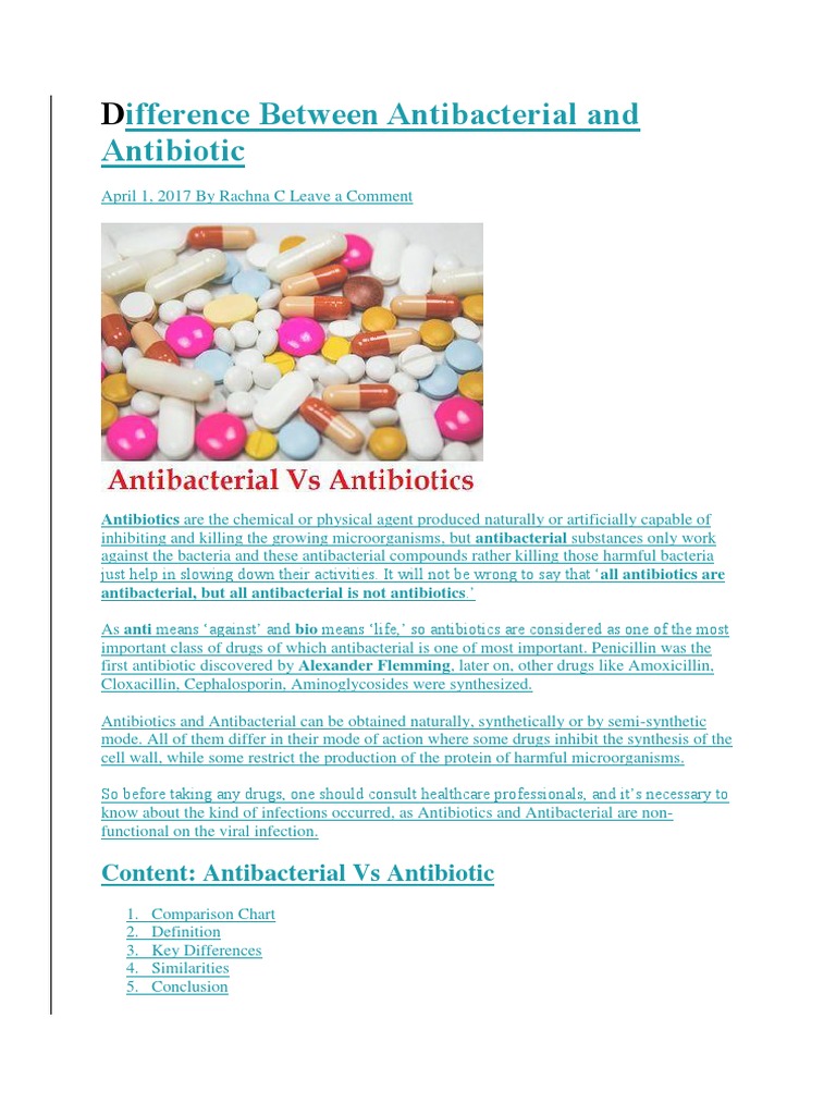 Difference Between Antibacterial and Antibiotic PDF Biocides Bacteria