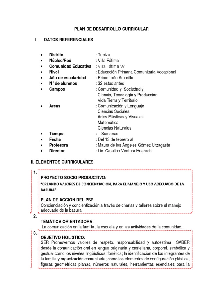 Plan de Desarrollo Curricular 2024 Primaria | PDF | Dibujo | Comunicación