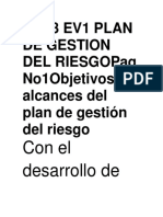 AA13 EV1 PLAN DE GESTION DEL RIESGOPag No1Objetivos y Alcances Del Plan de Gestión Del Riesgo