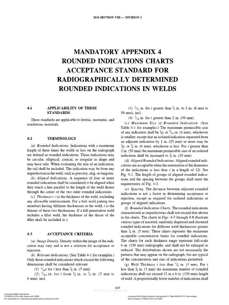 ASME Section IX Appendix-4 (Rounded Indicaion) For RT | PDF | Property ...