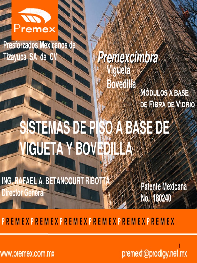 Premex - Sistemas de Piso Vigueta y Bovedilla PDF | PDF | Ingeniería ...