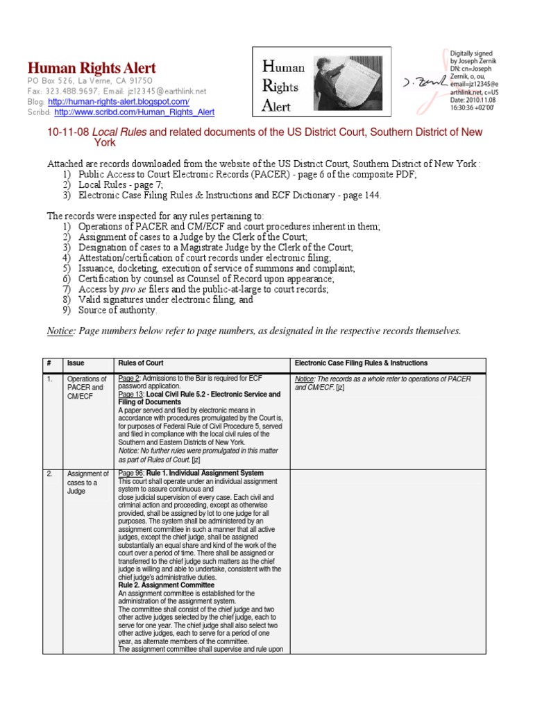 101107 US District Court, Southern District of New York A) Local