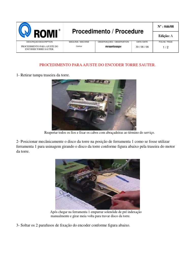 Ajuste do Encoder Torre Sauter | PDF