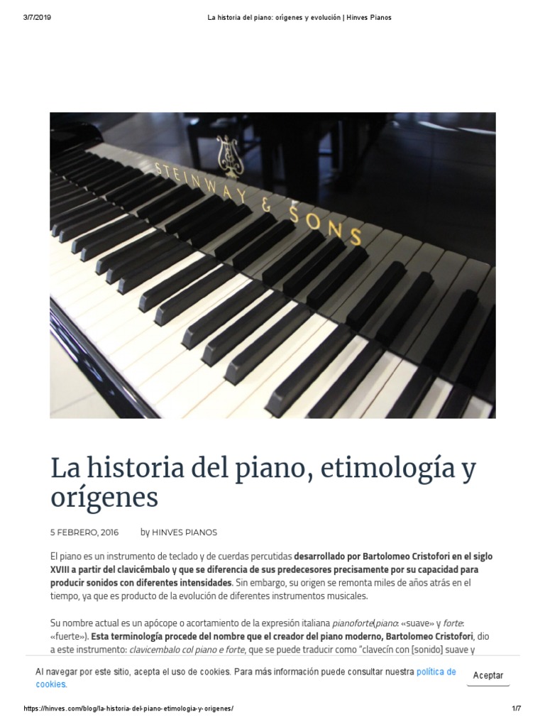 electo Defectuoso Mamut La Historia Del Piano - Orígenes y Evolución - Hinves Pianos | PDF | Piano  | Cordófonos