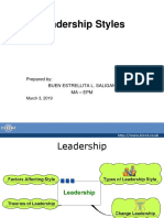 Leadership Styles: Prepared By: Buen Estrellita L. Saligan MA - Epm