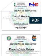 CERTIFICATE OF Recognition: Irene T. Gonzaga