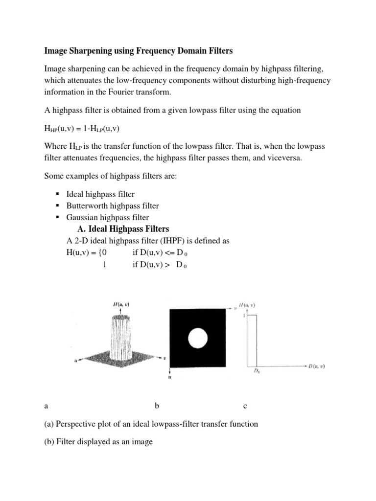 Image Sharpening Using Frequency Domain Filters: HP LP | PDF | Low Pass ...